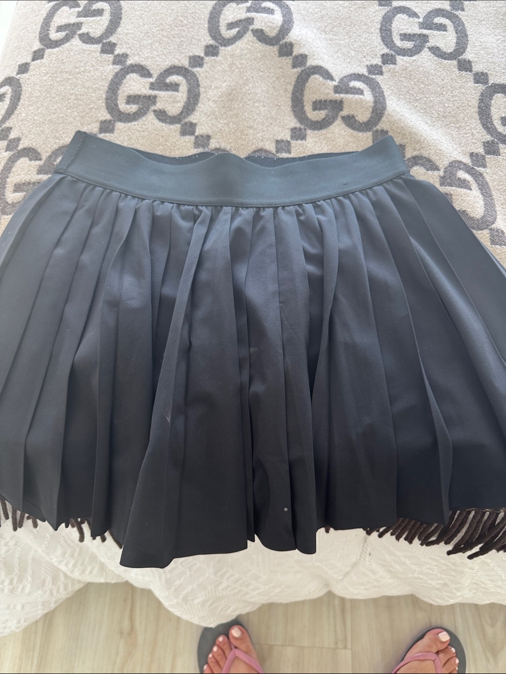 Aritzia Black Pleated Skater Skirt